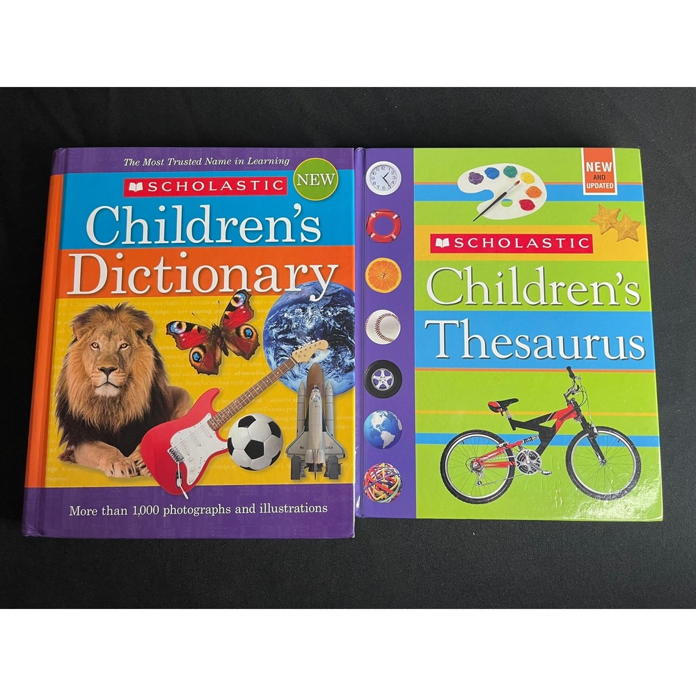 Scholastic Childrens Dictionary and Thesaurus Hardcover Book Set Reference 2pc